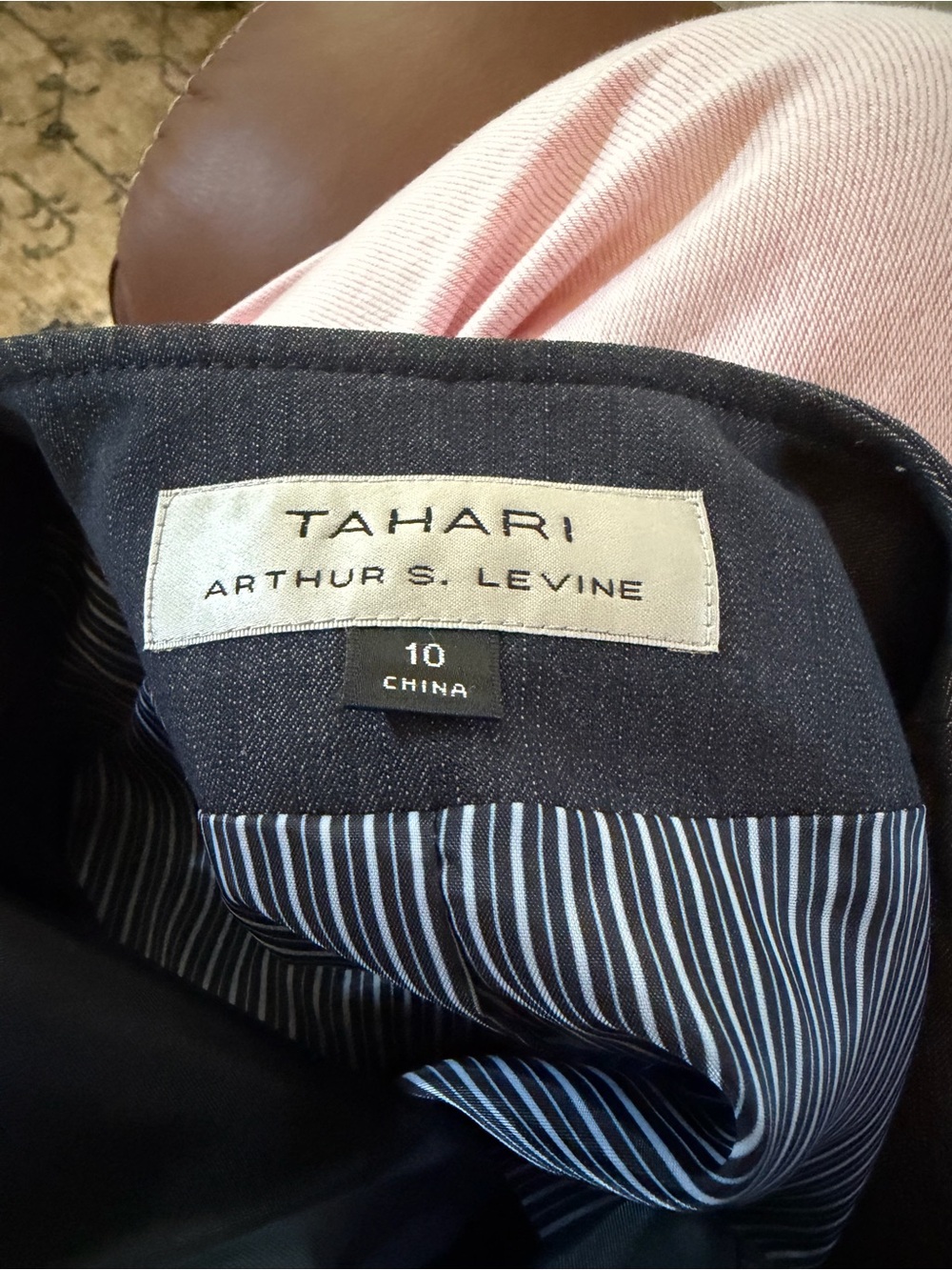 Tahari Women's Navy Blue Tailored Pantsuit with Asymmetrical Jacket - Picture 8 of 9